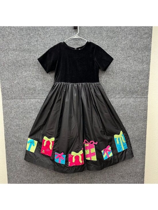 Lilly Pulitzer Other - Vtg Lilly Pulitzer Christmas Gift Present Silk Velvet Dress Novelty Girls sz 10